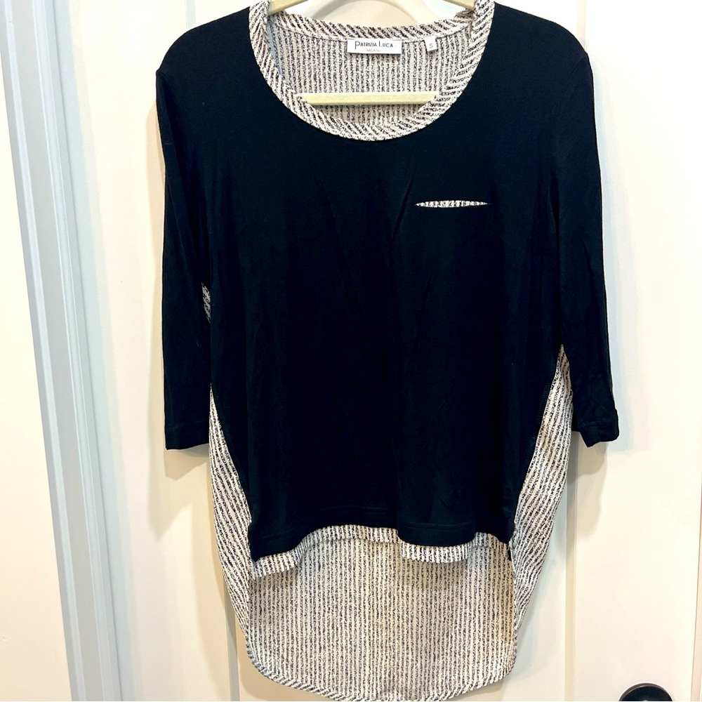 Patrizia Luca Milano Women’s Blouse Size‎ Small High Low Tunic Black White